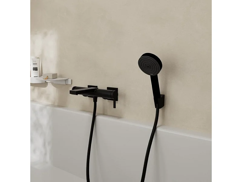 Pommeau de douche HANSGROHE Raindance Select S EcoSmart 120 3 jets noir mat + flexible de douche 1,60 m HANSGROHE Isiflex noir mat