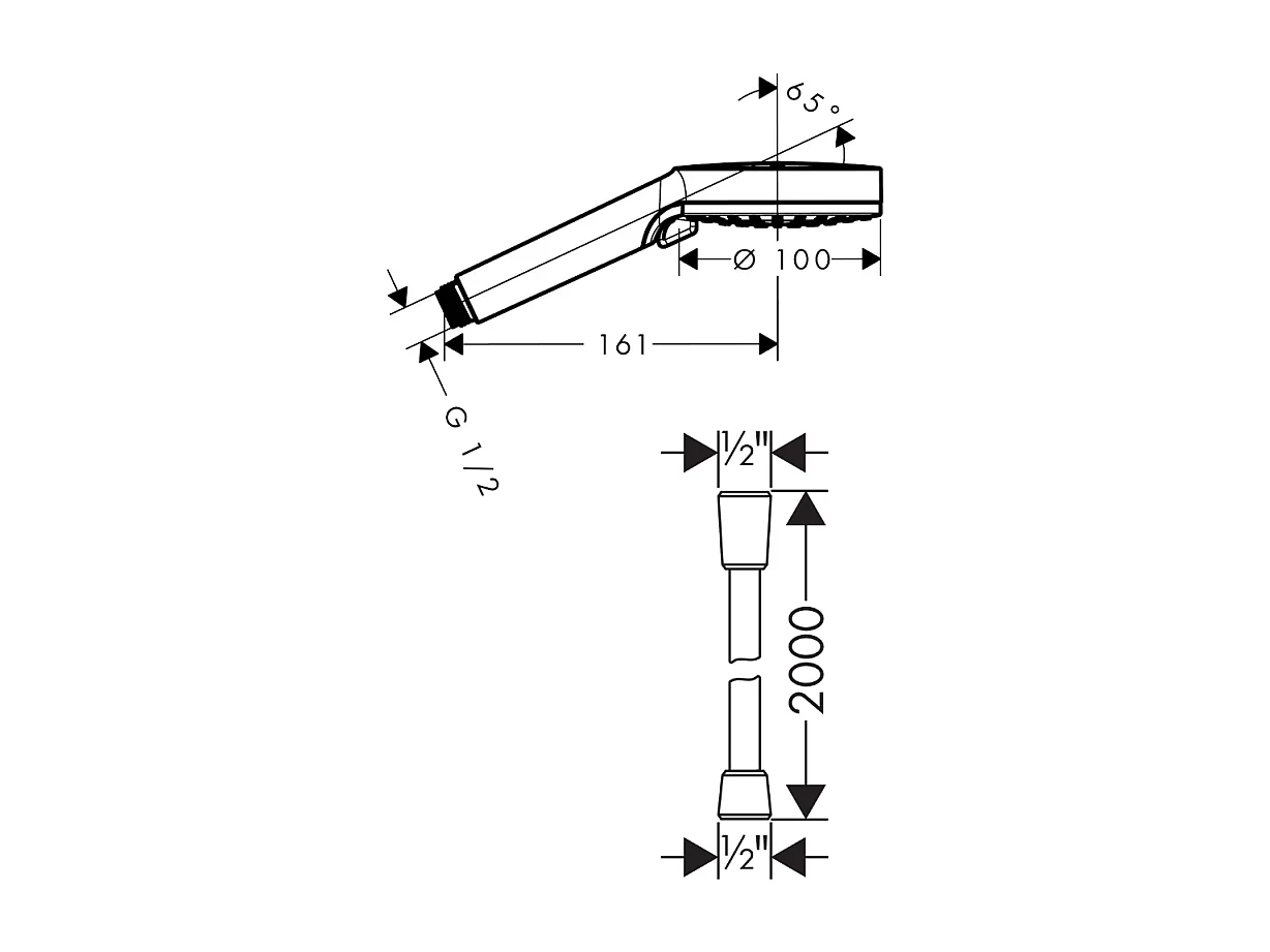 Pommeau de douche HANSGROHE Vernis Blend 100 EcoSmart Vario chromé + flexible de douche 2 m HANSGROHE Isiflex chromé