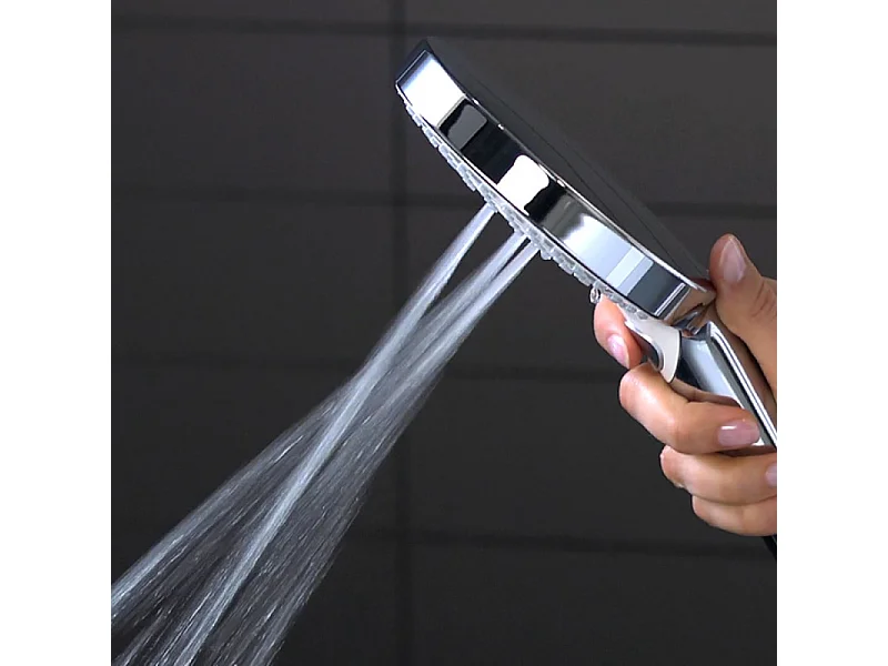 Pommeau de douche HANSGROHE Raindance Select S EcoSmart 120 3 jets blanc/chromé + flexible  HANSGROHE Designflex 125 cm chromé