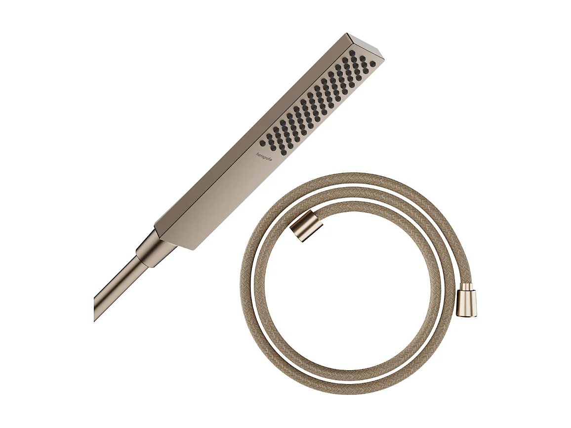 Pommeau de douche HANSGROHE Pulsify E 100 EcoSmart bronze brossé + flexible de douche HANSGROHE Designflex 125 cm bronze brossé