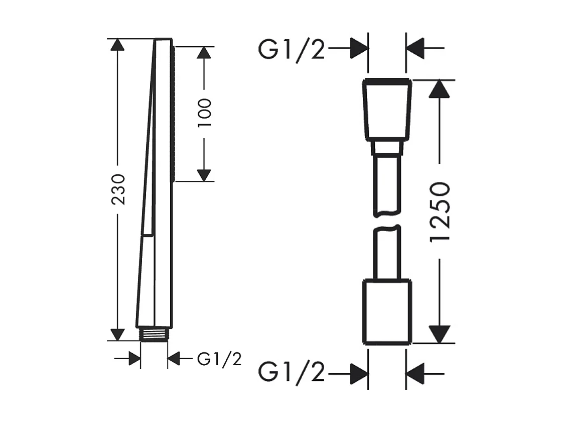 Pommeau de douche HANSGROHE Pulsify E 100 EcoSmart bronze brossé + flexible de douche HANSGROHE Designflex 125 cm bronze brossé