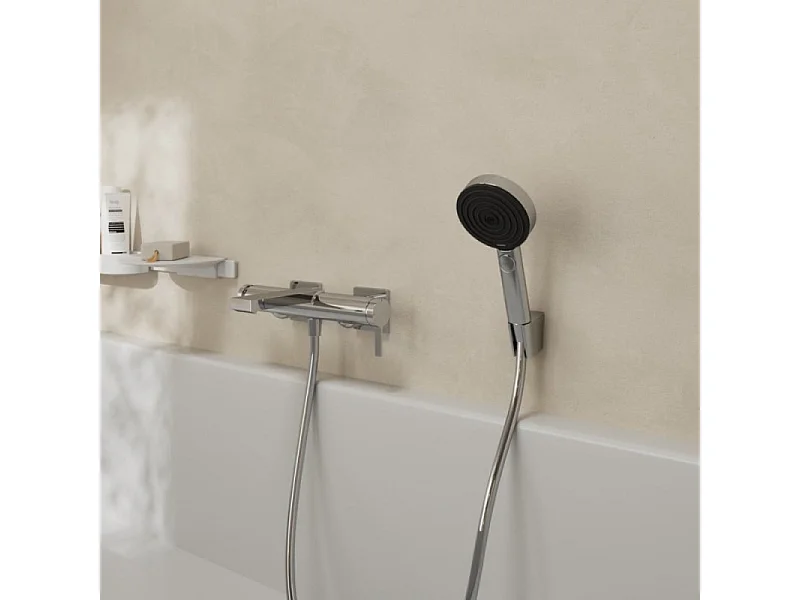 Pommeau de douche HANSGROHE Pulsify Select EcoSmart 105 3 jets relaxation + flexible de douche Metaflex 125 cm chromé