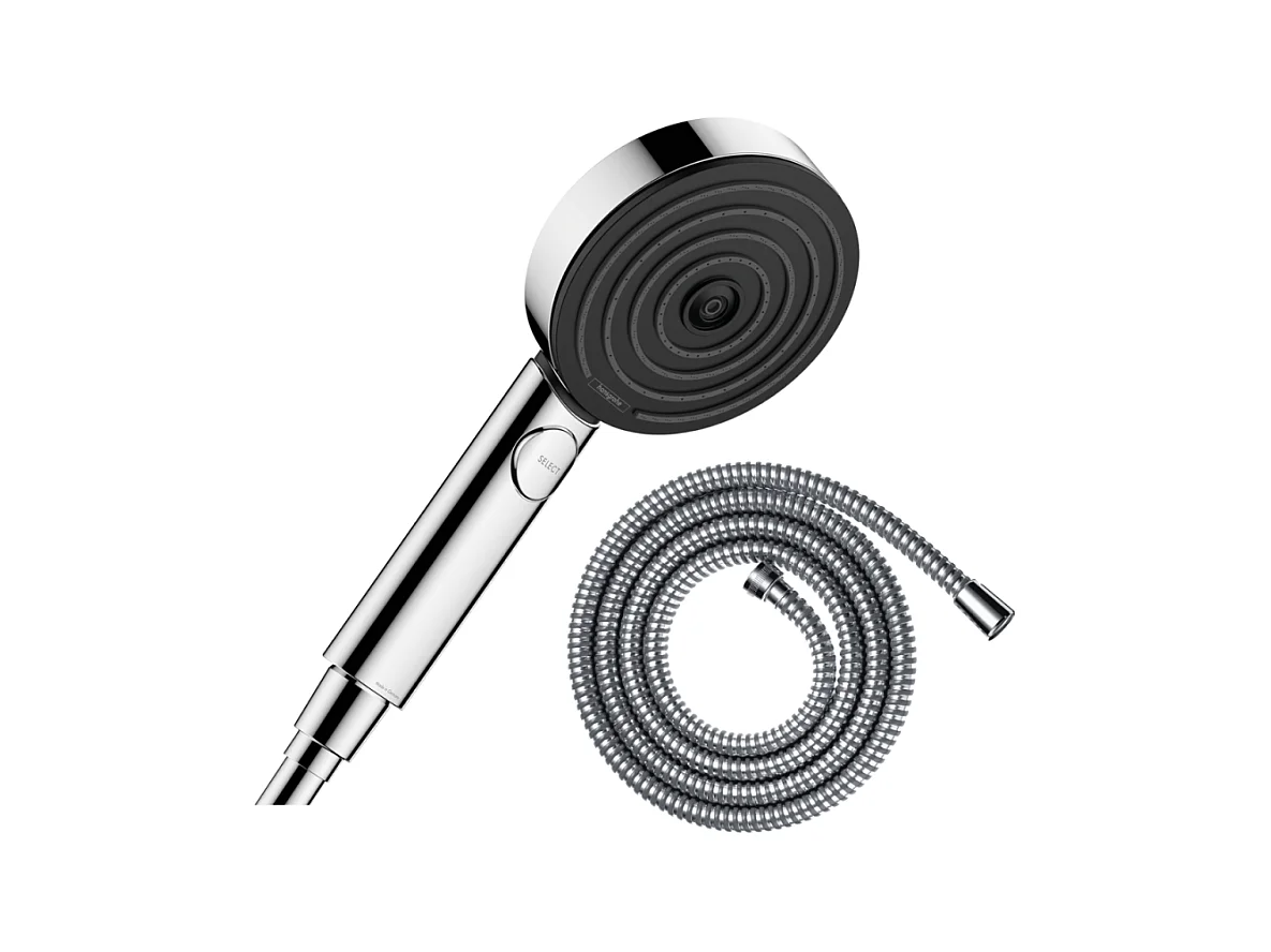 Pommeau de douche HANSGROHE Pulsify Select EcoSmart 105 3 jets relaxation + flexible de douche Metaflex 125 cm chromé