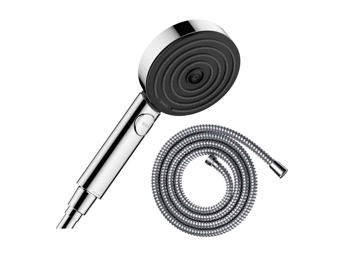 Pommeau de douche HANSGROHE Pulsify Select EcoSmart 105 3 jets relaxation + flexible de douche Metaflex 125 cm chromé