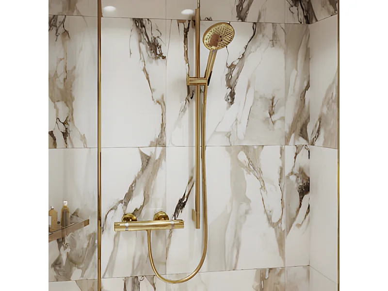 Barre de douche HANSGROHE Unica S Puro 65 cm avec flexible Aspect doré poli