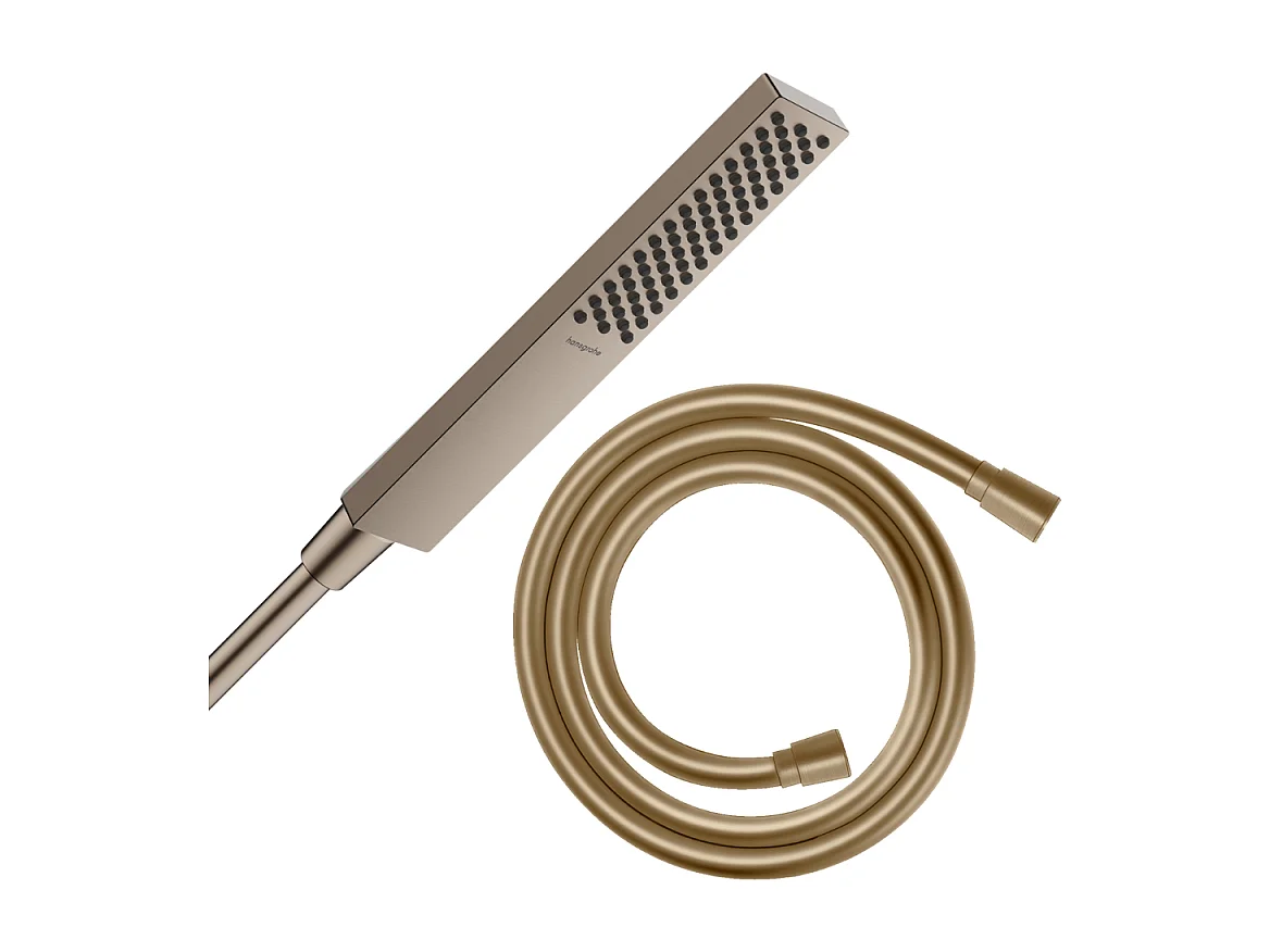 Pommeau de douche HANSGROHE Pulsify E 100 EcoSmart bronze brossé + flexible de douche 1,25 m HANSGROHE Isiflex bronze brossé
