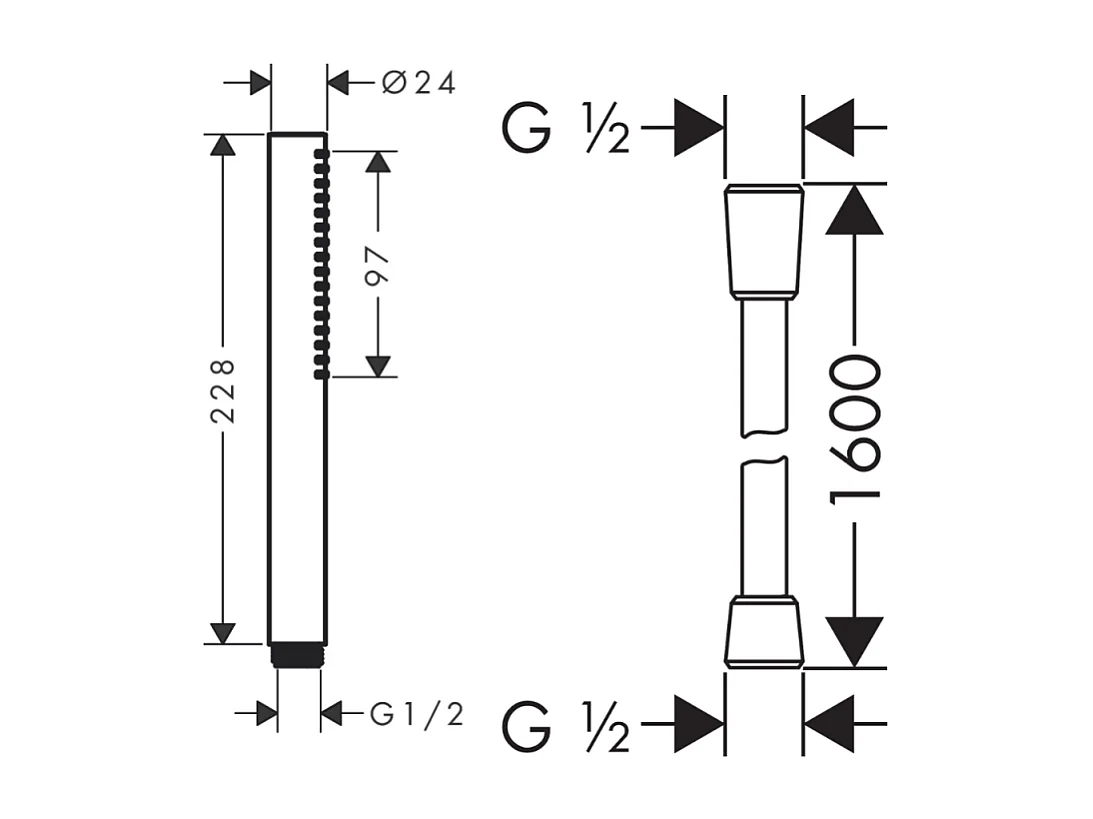 Pommeau de douche HANSGROHE Pulsify S 100 EcoSmart chromé + flexible de douche 1,60 m HANSGROHE Isiflex chromé
