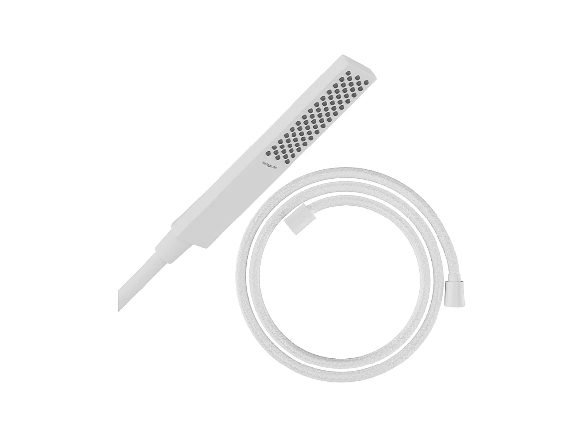 Pommeau de douche HANSGROHE Pulsify E 100 EcoSmart blanc mat + flexible de douche HANSGROHE Designflex 160 cm blanc mat
