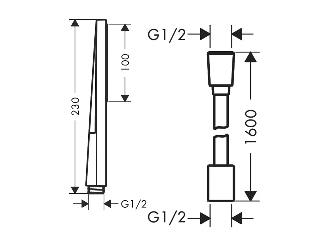 Pommeau de douche HANSGROHE Pulsify E 100 EcoSmart blanc mat + flexible de douche HANSGROHE Designflex 160 cm blanc mat