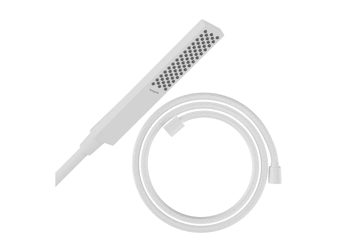 Pommeau de douche HANSGROHE Pulsify E 100 EcoSmart blanc mat + flexible de douche HANSGROHE Designflex 160 cm blanc mat