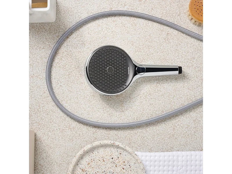 Pommeau de douche HANSGROHE Raindance Select S EcoSmart 120 3 jets chromé + flexible de douche HANSGROHE Designflex 125 cm chromé