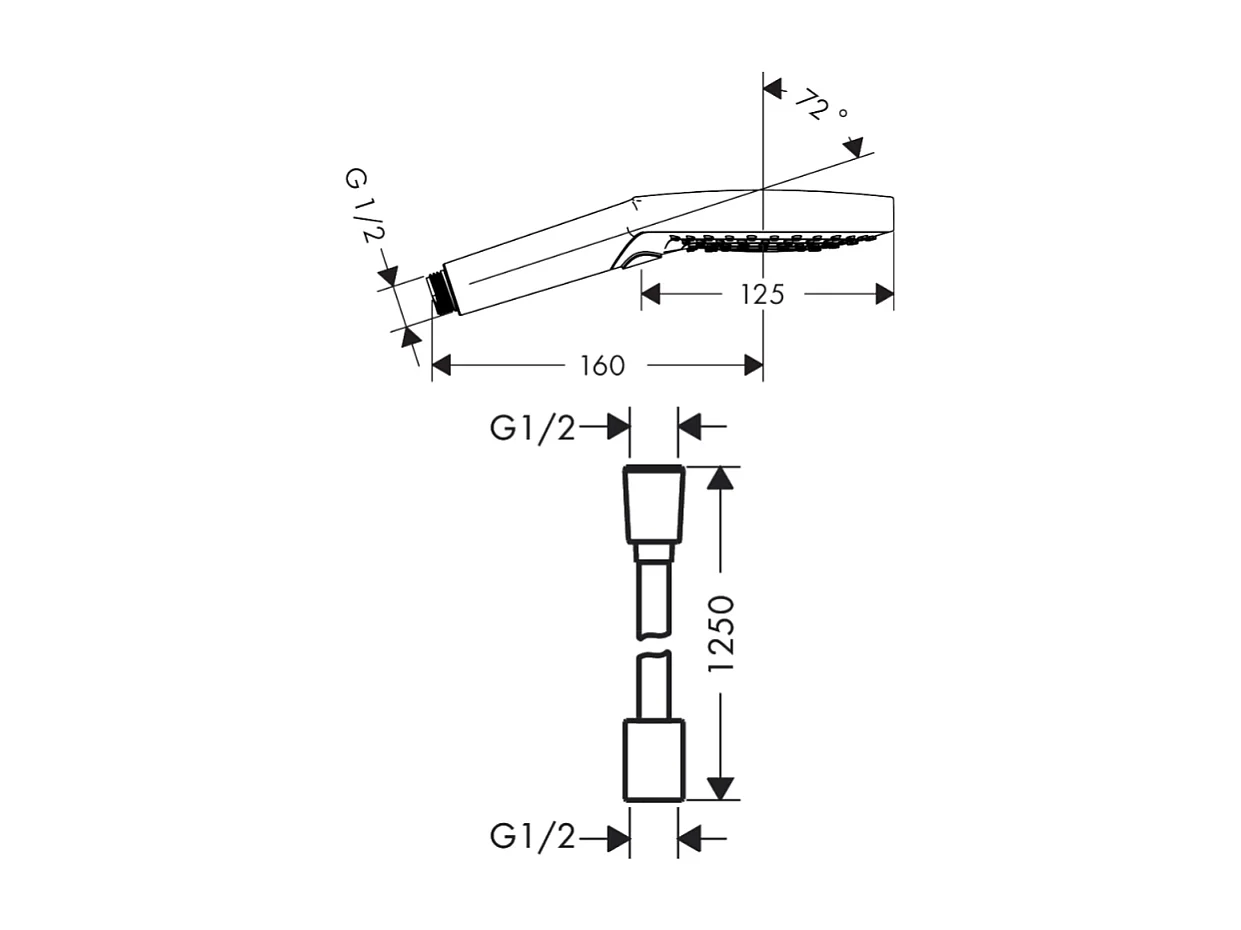 Pommeau de douche HANSGROHE Raindance Select S EcoSmart 120 3 jets chromé + flexible de douche HANSGROHE Designflex 125 cm chromé
