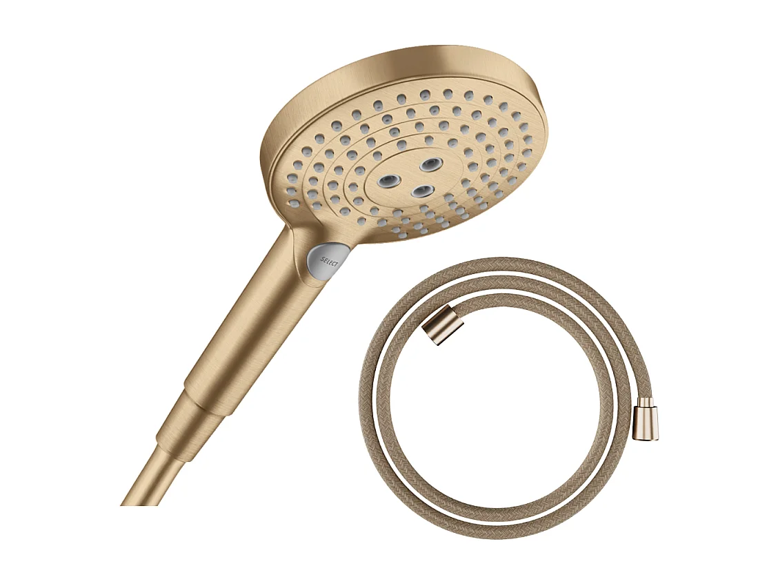 Pommeau de douche HANSGROHE Raindance Select S EcoSmart 120 3 jets + flexible HANSGROHE Designflex 125 cm bronze brossé