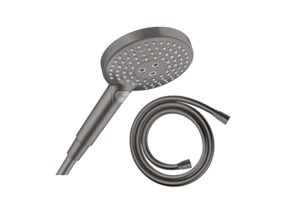Pommeau de douche HANSGROHE Raindance Select S EcoSmart 120 3 jets + flexible HANSGROHE Isiflex  125 cm Noir chromé brossé