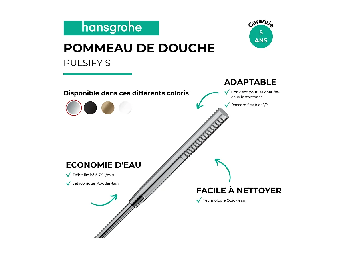 Pommeau de douche HANSGROHE Pulsify S 100 EcoSmart chromé