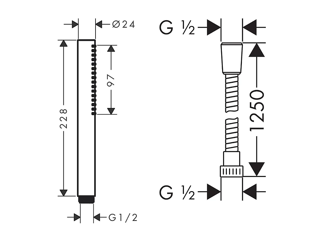 Pommeau de douche HANSGROHE Pulsify S 100 EcoSmart chromé + flexible de douche 1,25 m HANSGROHE Metaflex chromé