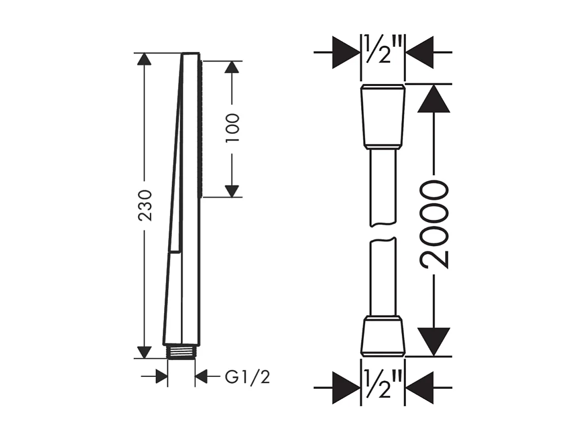 Pommeau de douche HANSGROHE Pulsify E 100 EcoSmart chromé + flexible de douche 2 m HANSGROHE Isiflex chromé