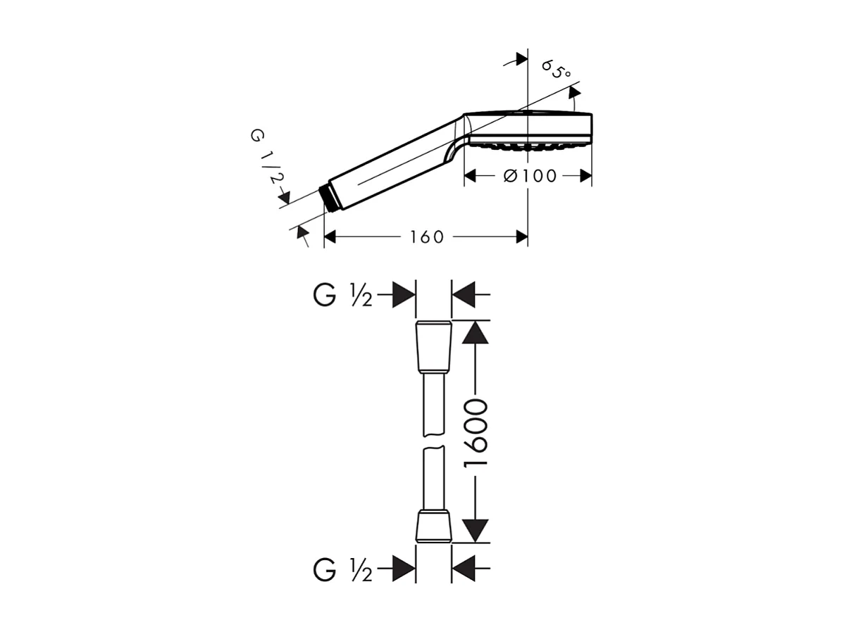 Pommeau de douche HANSGROHE Crometta EcoSmart blanc/chromé + flexible de douche 1,60 m HANSGROHE Isiflex chromé