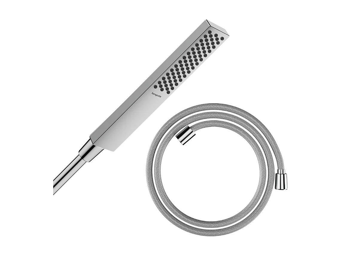 Pommeau de douche HANSGROHE Pulsify E 100 EcoSmart chromé + flexible de douche HANSGROHE Designflex 160 cm chromé