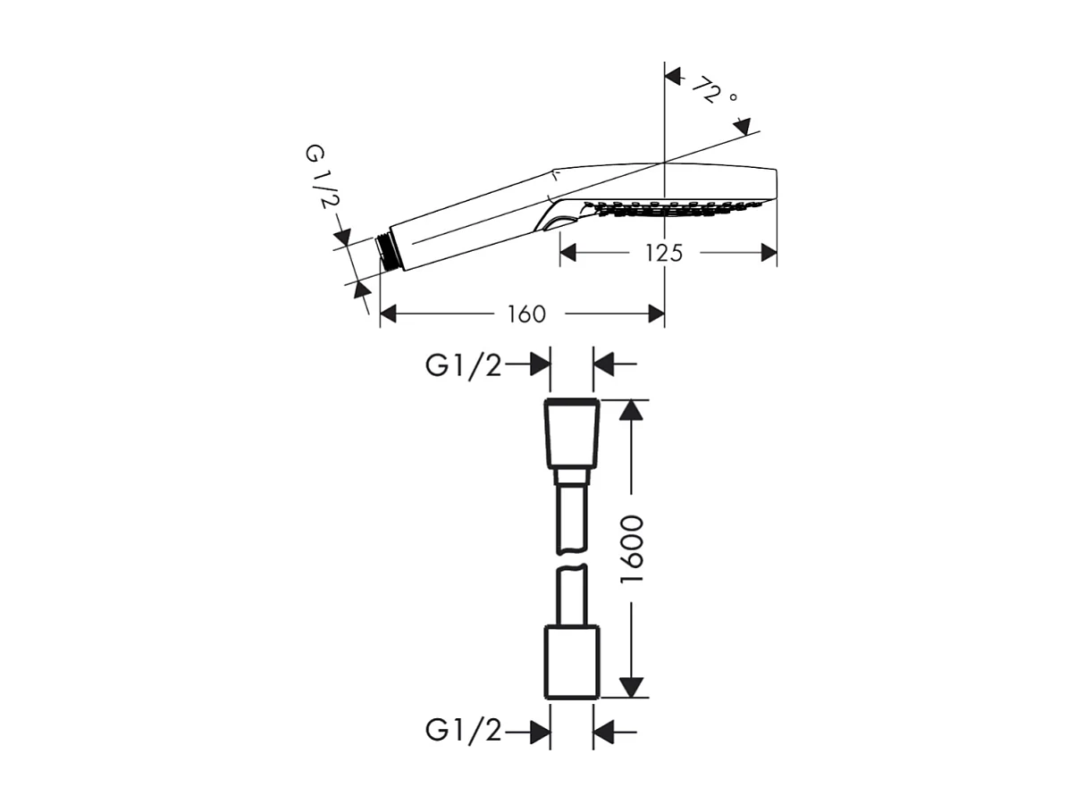 Pommeau de douche HANSGROHE Raindance Select S EcoSmart 120 3 jets + flexible HANSGROHE Designflex 160 cm noir mat