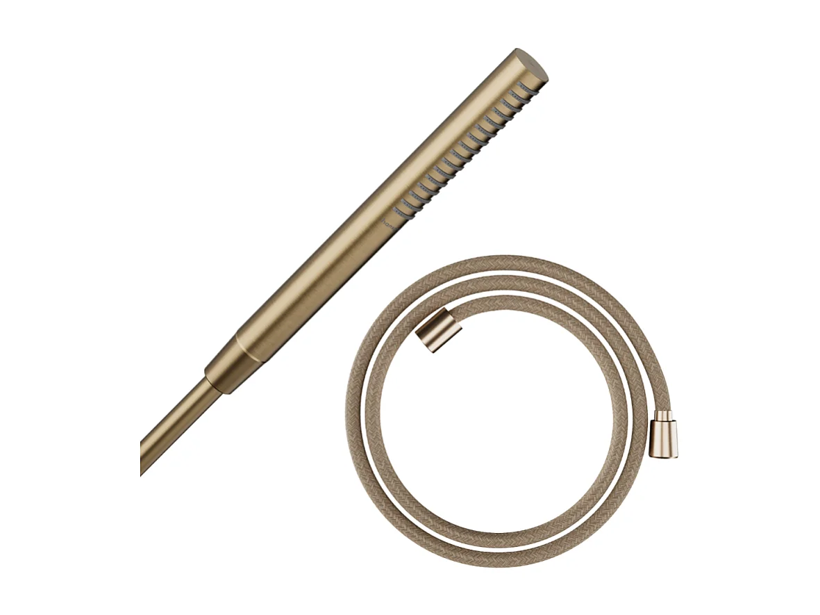 Pommeau de douche HANSGROHE Pulsify S 100 EcoSmart bronze brossé + flexible de douche HANSGROHE Designflex 125 cm bronze brossé