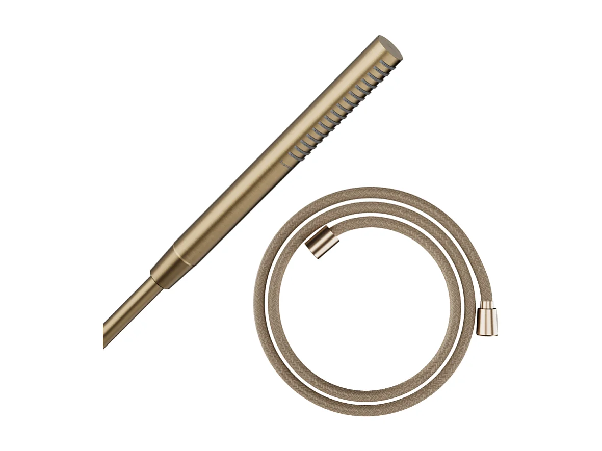Pommeau de douche HANSGROHE Pulsify S 100 EcoSmart bronze brossé + flexible de douche HANSGROHE Designflex 125 cm bronze brossé