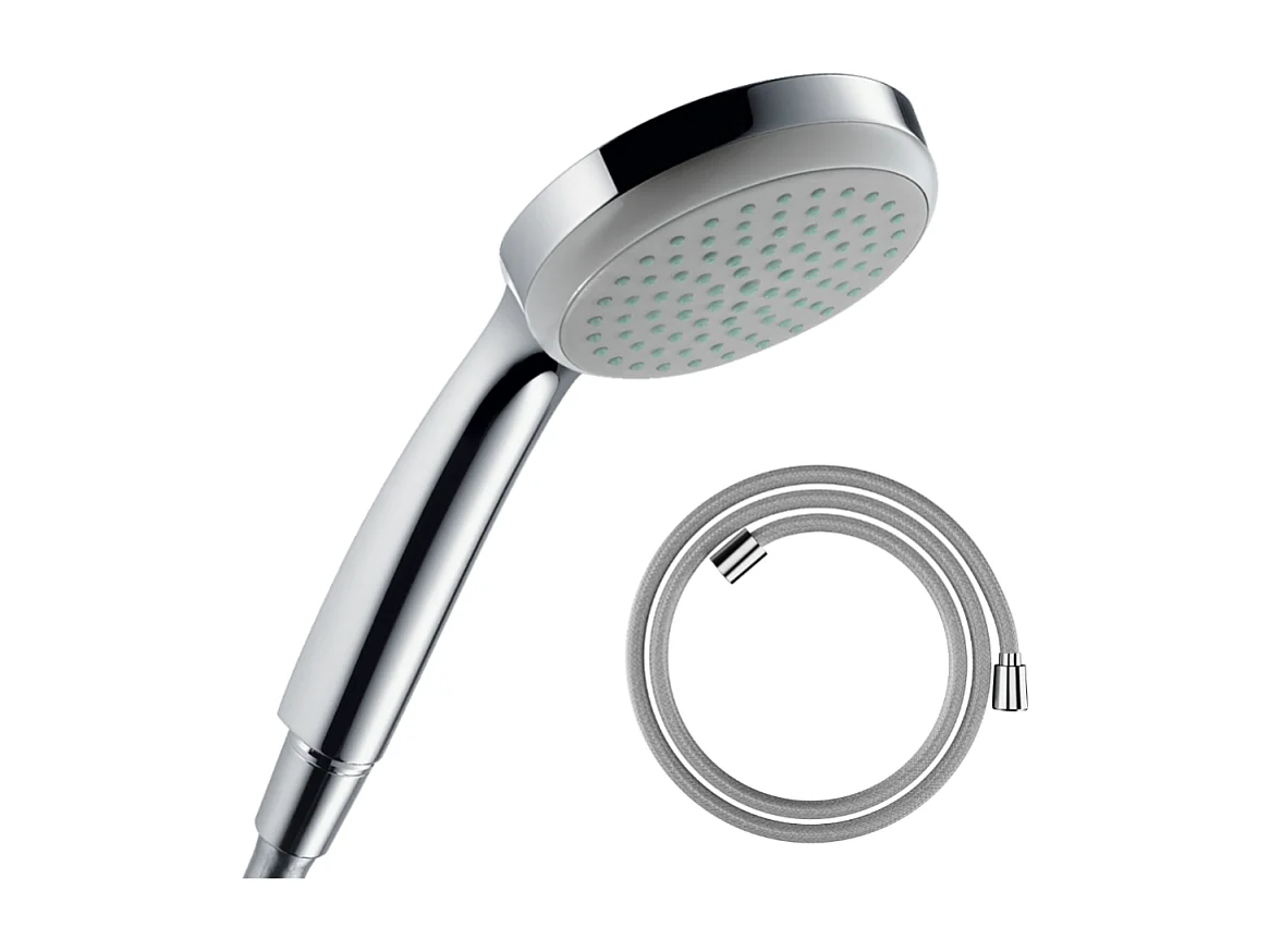 Pommeau de douche HANSGROHE Croma 100 EcoSmart chromé + flexible de douche HANSGROHE Designflex 200 cm chromé
