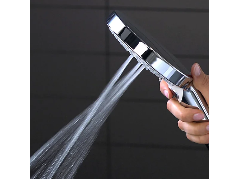 Pommeau de douche HANSGROHE Raindance Select S EcoSmart 120 3 jets blanc/chromé + flexible 1,60 m HANSGROHE Isiflex chromé