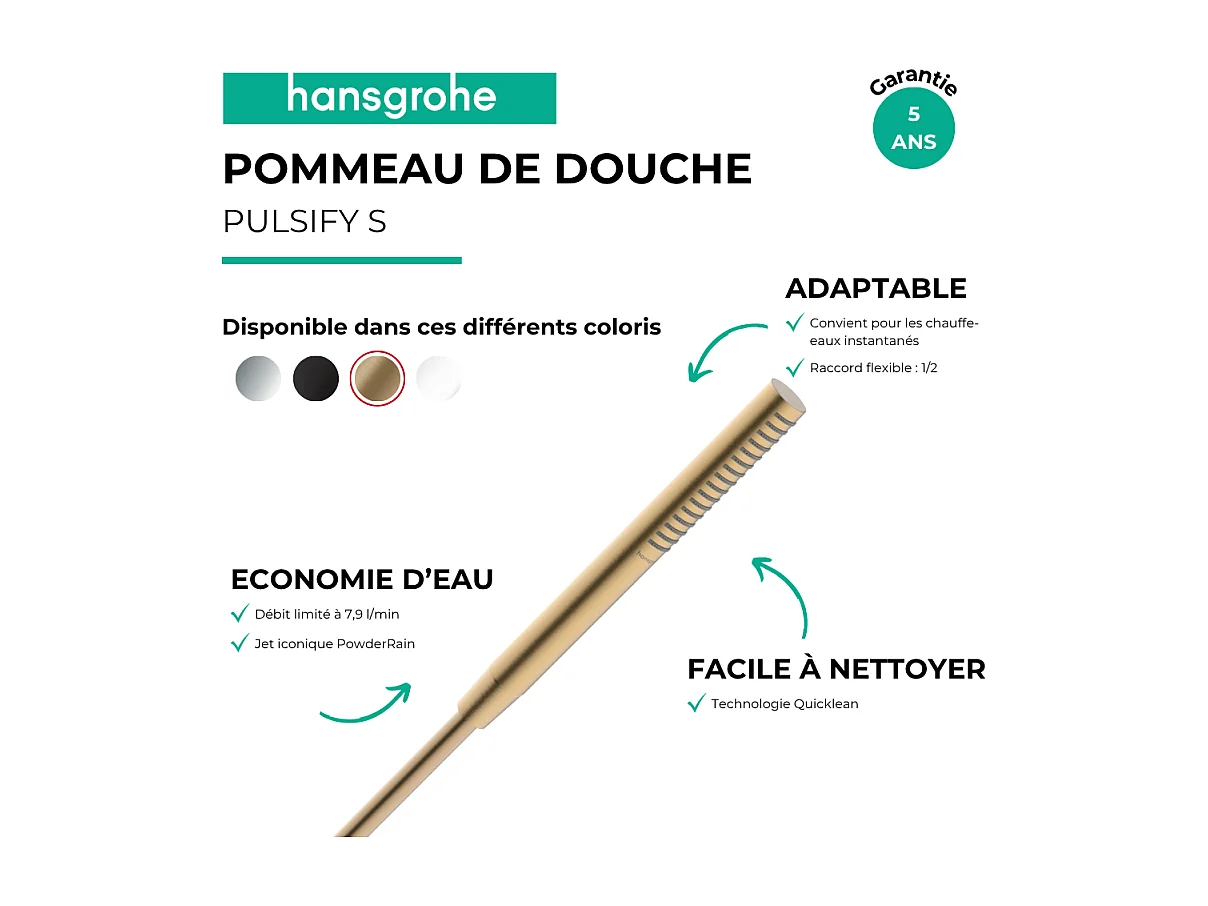 Pommeau de douche HANSGROHE Pulsify S 100 EcoSmart bronze brossé