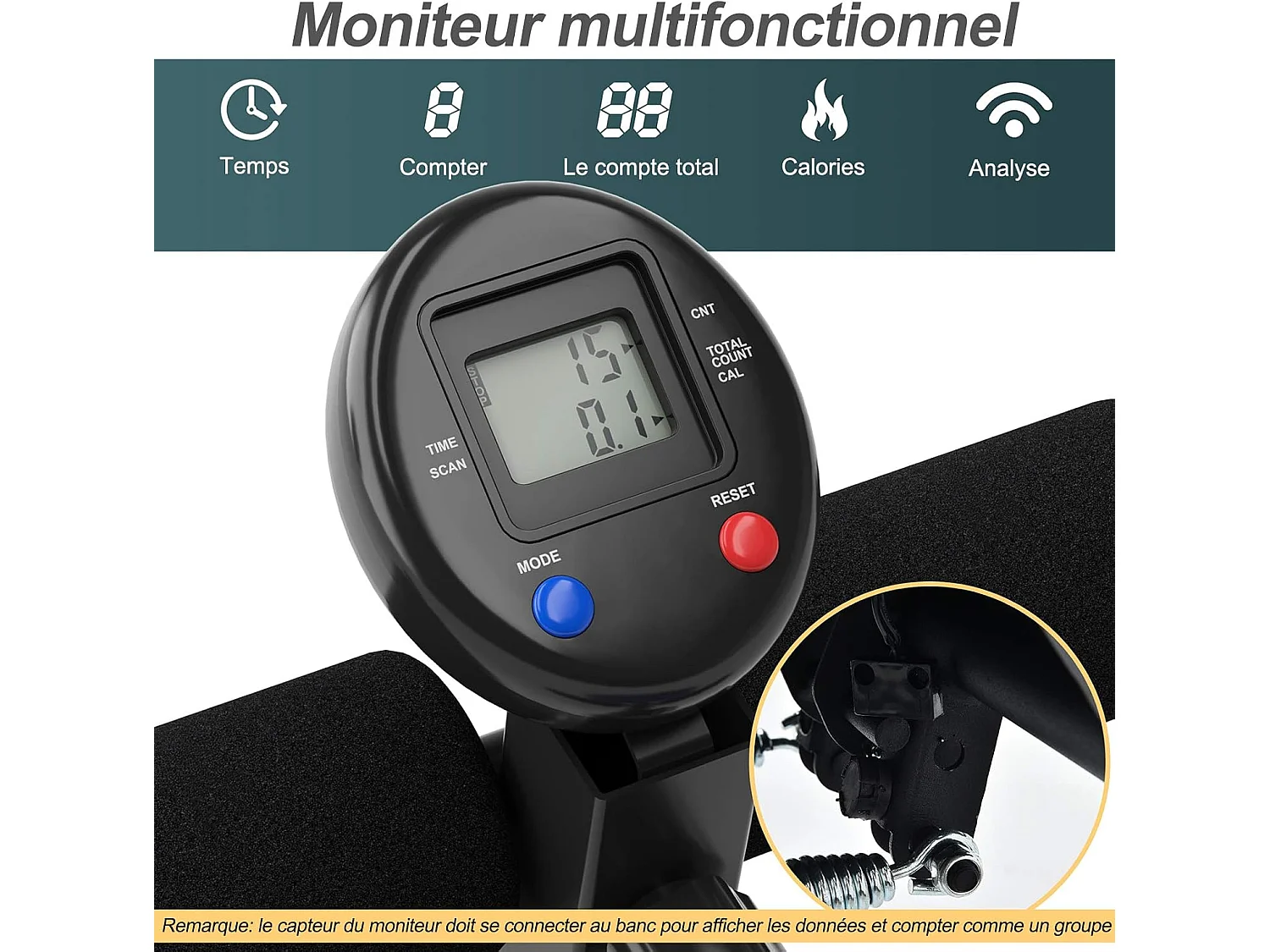 Banc de Musculation Pliable Abdos et Sit-up avec 5 Rouleaux de Mousse Charge 200KG pour Maison,Salle de Sport et Bureau, Rouge