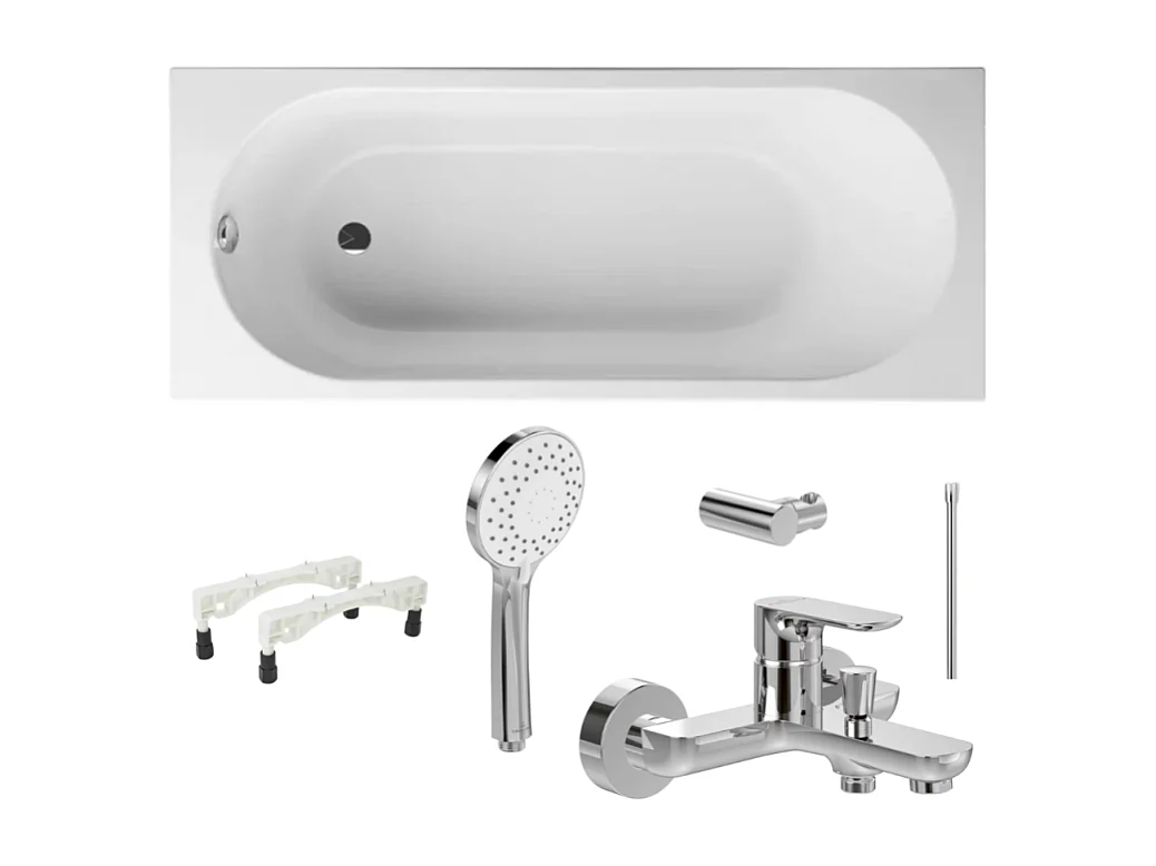 Pack baignoire 190 x 90 VILLEROY ET BOCH O Novo avec pieds et robinet
