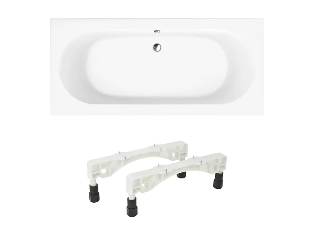Baignoire droite 190 X 90 VILLEROY ET BOCH O Novo Solo acrylique avec pieds