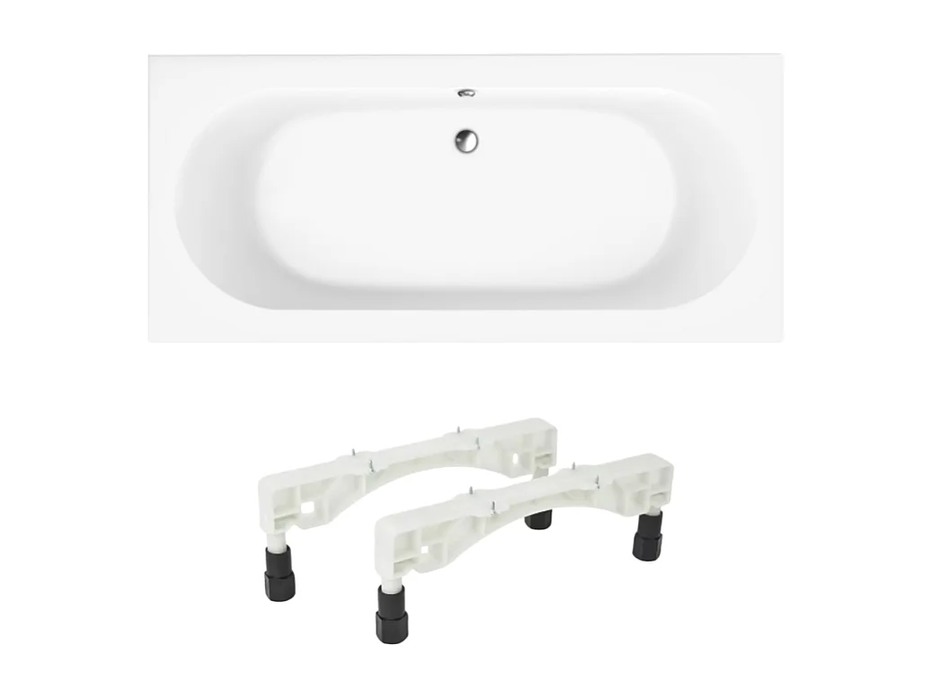 Baignoire droite 180 X 80 VILLEROY ET BOCH O Novo Solo acrylique avec pieds