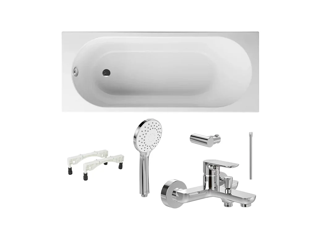 Pack baignoire 160 x 70 VILLEROY ET BOCH O Novo avec pieds et robinet