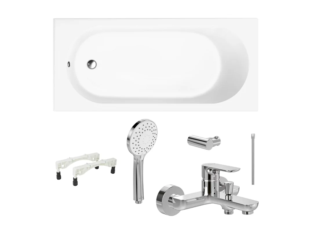 Pack baignoire 160 x 70 VILLEROY ET BOCH O Novo avec pieds et robinet