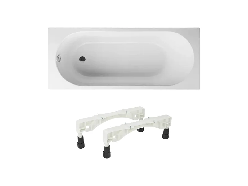 Baignoire droite 170 X 70 VILLEROY ET BOCH O Novo Solo acrylique avec pieds