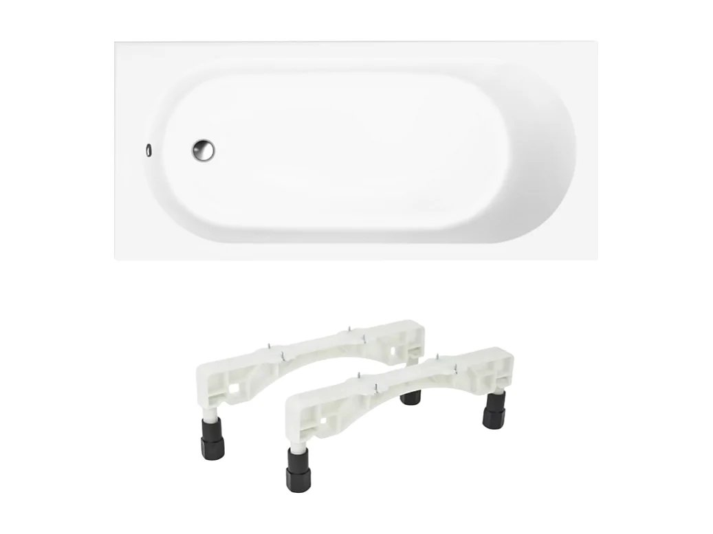 Baignoire droite 170 X 70 VILLEROY ET BOCH O Novo Solo acrylique avec pieds