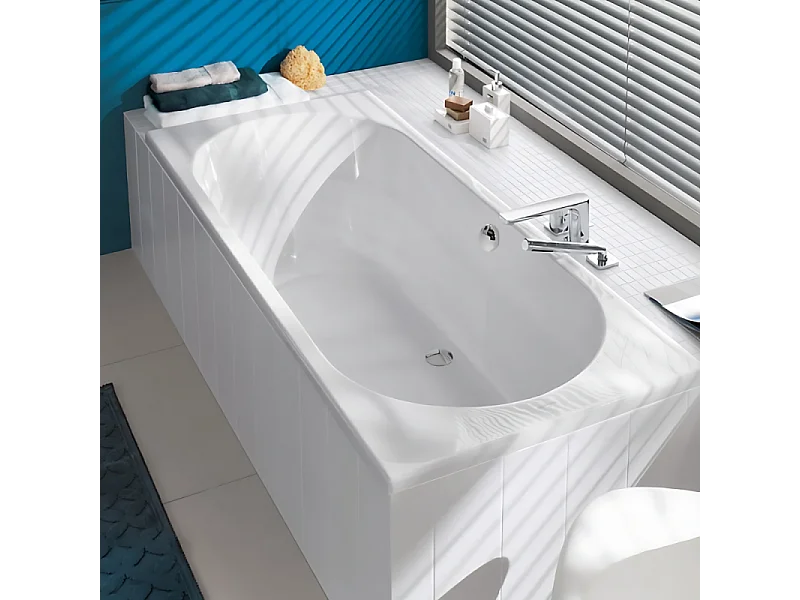 Baignoire droite 170 X 70 VILLEROY ET BOCH O Novo Solo acrylique avec pieds
