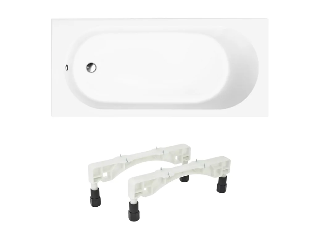 Baignoire droite 160 X 70 VILLEROY ET BOCH O Novo Solo acrylique avec pieds