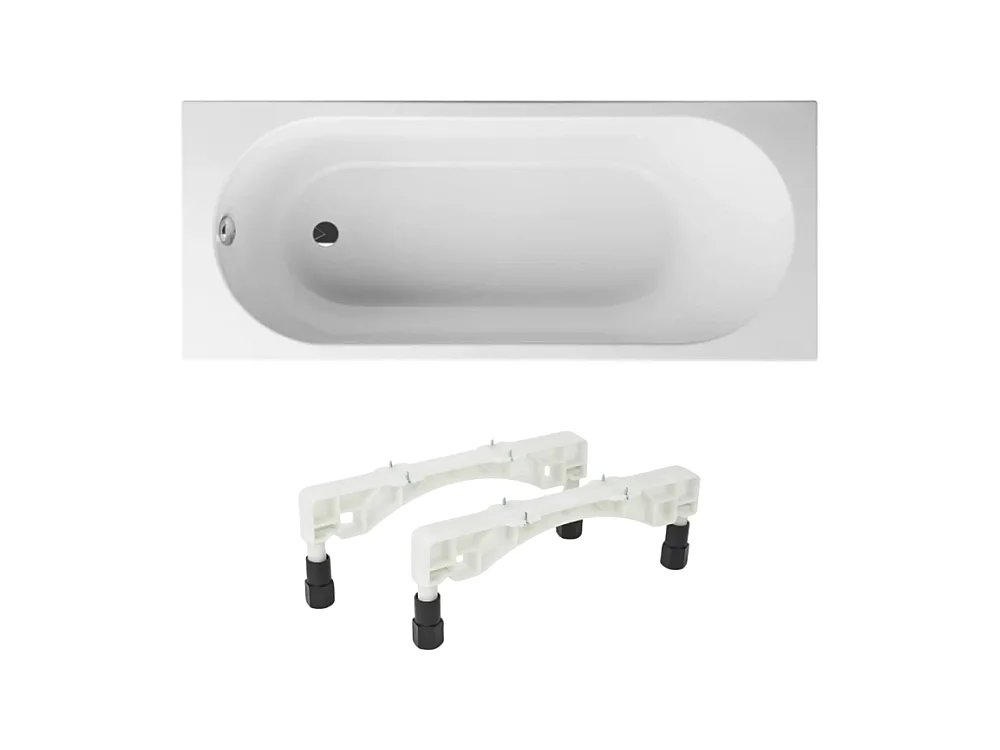 Baignoire droite 170 X 75 VILLEROY ET BOCH O Novo Solo acrylique avec pieds