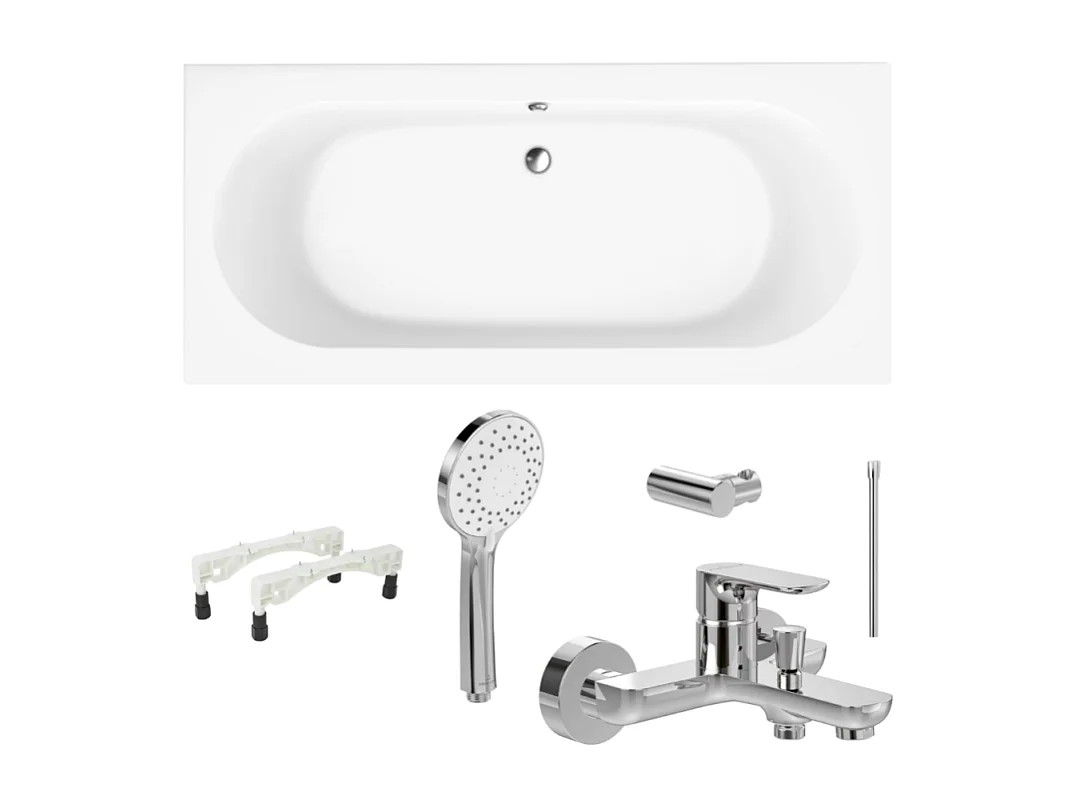 Pack baignoire 180 x 80 VILLEROY ET BOCH O Novo avec pieds et robinet