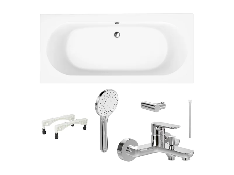 Pack baignoire 180 x 80 VILLEROY ET BOCH O Novo avec pieds et robinet