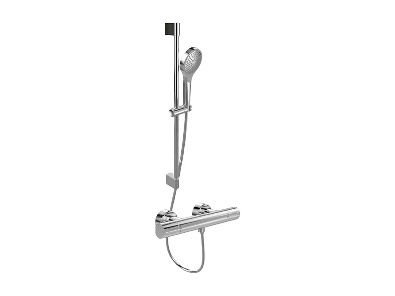 Mitigeur douche thermostatique VILLEROY ET BOCH Universal rond + Ensemble de douche Verve Showers 3 jets chromé