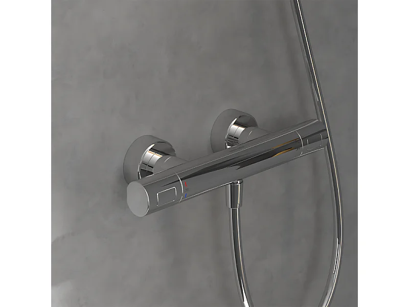 Mitigeur douche thermostatique VILLEROY ET BOCH Universal rond + Ensemble de douche Verve Showers 3 jets chromé