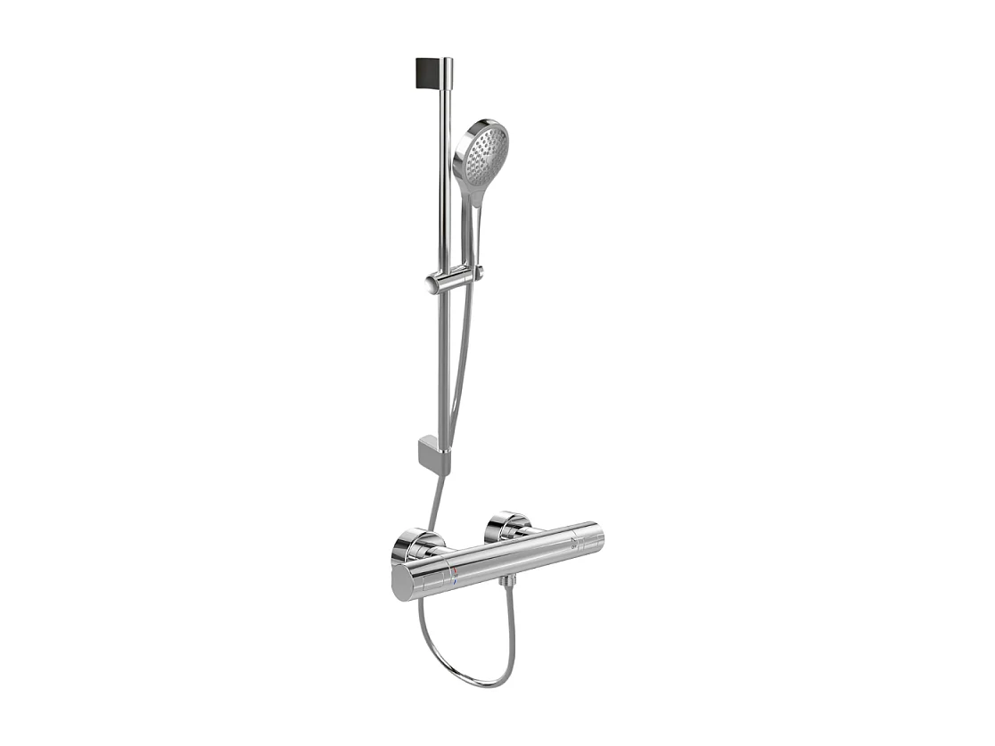 Mitigeur douche thermostatique VILLEROY ET BOCH Universal rond + Ensemble de douche Verve Showers 3 jets chromé