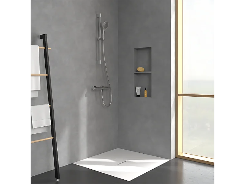Mitigeur douche thermostatique VILLEROY ET BOCH Universal rond + Ensemble de douche Verve Showers 3 jets chromé