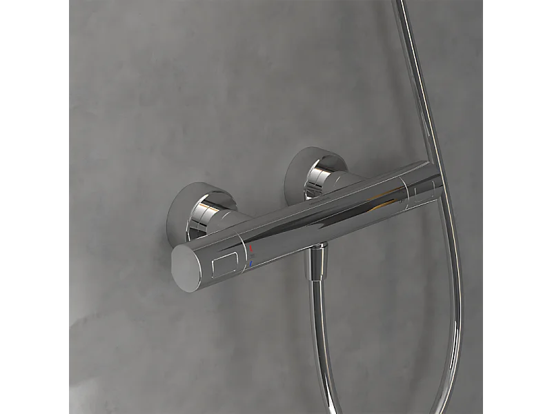 Mitigeur douche thermostatique VILLEROY ET BOCH Universal rond + Ensemble de douche Verve Showers 3 jets chromé