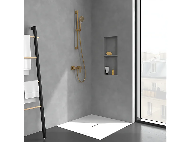 Mitigeur mécanique douche VILLEROY ET BOCH Architectura Square + Ensemble de douche Verve Showers 3 jets Or brossé