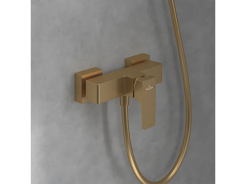 Mitigeur mécanique douche VILLEROY ET BOCH Architectura Square + Ensemble de douche Verve Showers 3 jets Or brossé