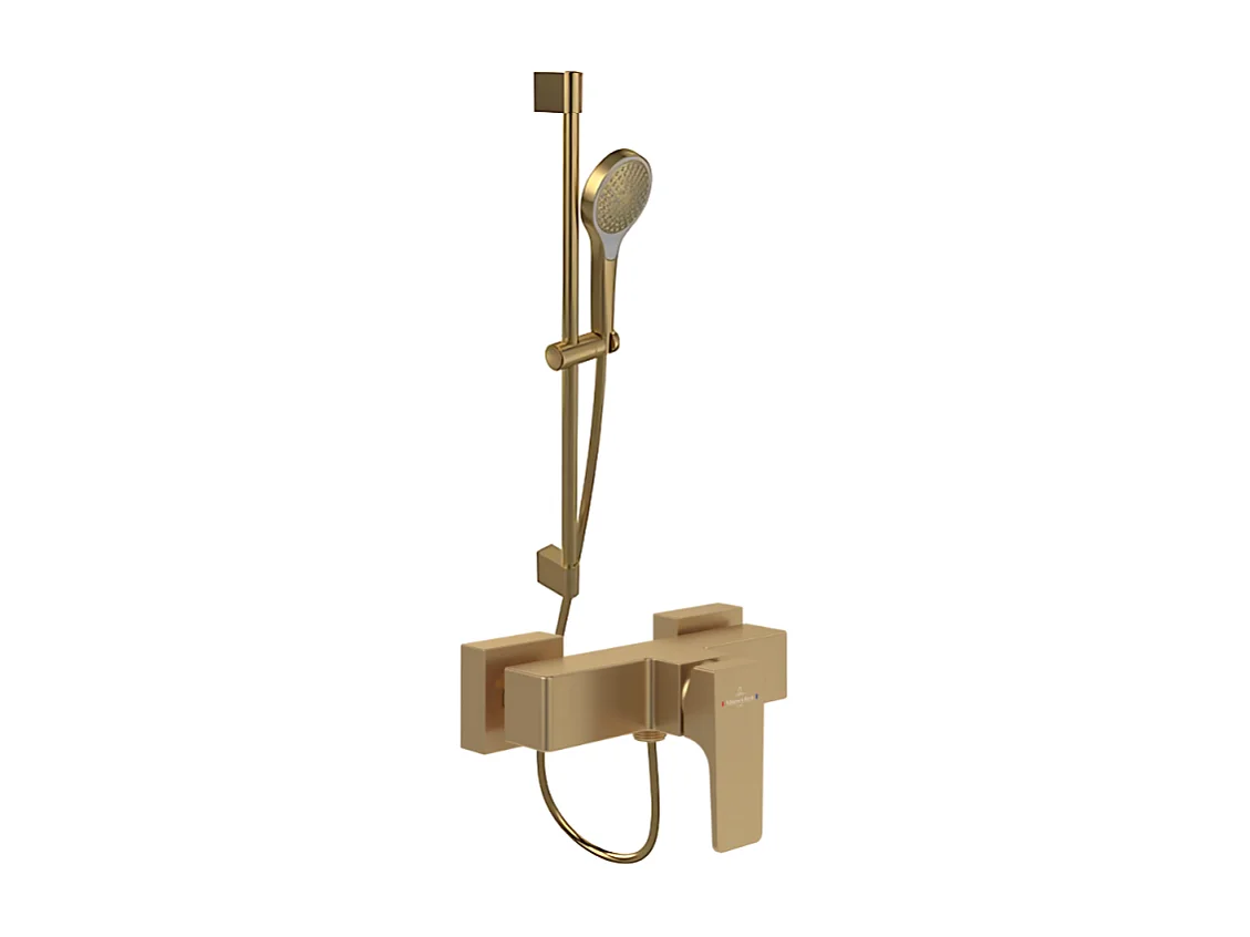 Mitigeur mécanique douche VILLEROY ET BOCH Architectura Square + Ensemble de douche Verve Showers 3 jets Or brossé